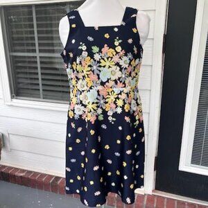 NWT Loft Outlet Floral Tank A-line Midi Dress Size 8P Petite Blue Pink Fairy